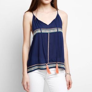 THML Embroidered & Tassel Swing Tank Top